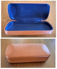 Fossil Eyeglass Clamshell Case Brown Tan Leather-Like Hard Shell Protective