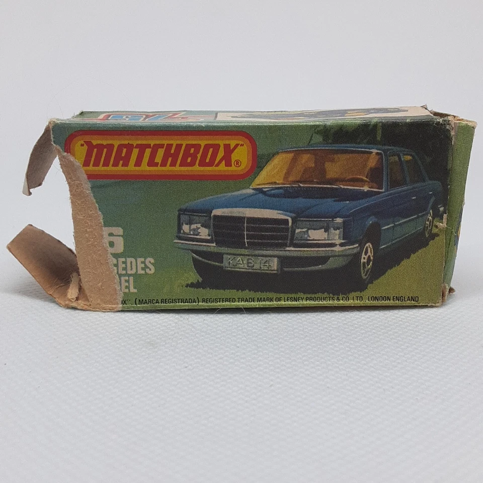莱斯尼火柴盒超快梅赛德斯 450 号 56 1979 蓝色英国制造带盒 — 第 3/4 张图片
