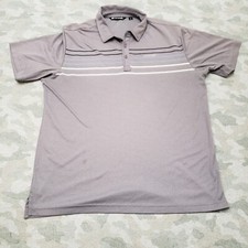 Travis Mathew Polo Shirt Mens XL Gray Short Sleeve Stripped Casual Golf