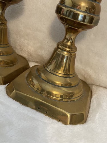 2x ANTIQUE England Large 13” Brass Candlesticks Candle Stick Holder Reg’d 223580 - Picture 19 of 24