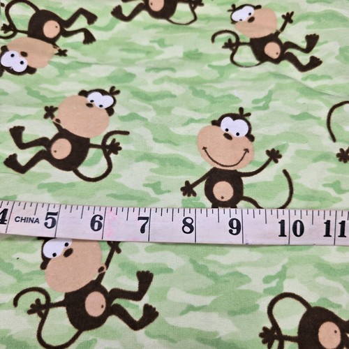Flannel Monkey Green/Brown Fabric Sewing Quilting 44" Wide 0.75 Yards - Picture 4 of 4
