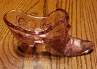 VINTAGE FENTON GLASS CABBAGE ROSE PINK GLASS SHOE