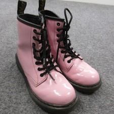 Dr Martens Boots Girls 3 Pink Leather Ankle 1460 Softy T LA004 Patent Side Zip
