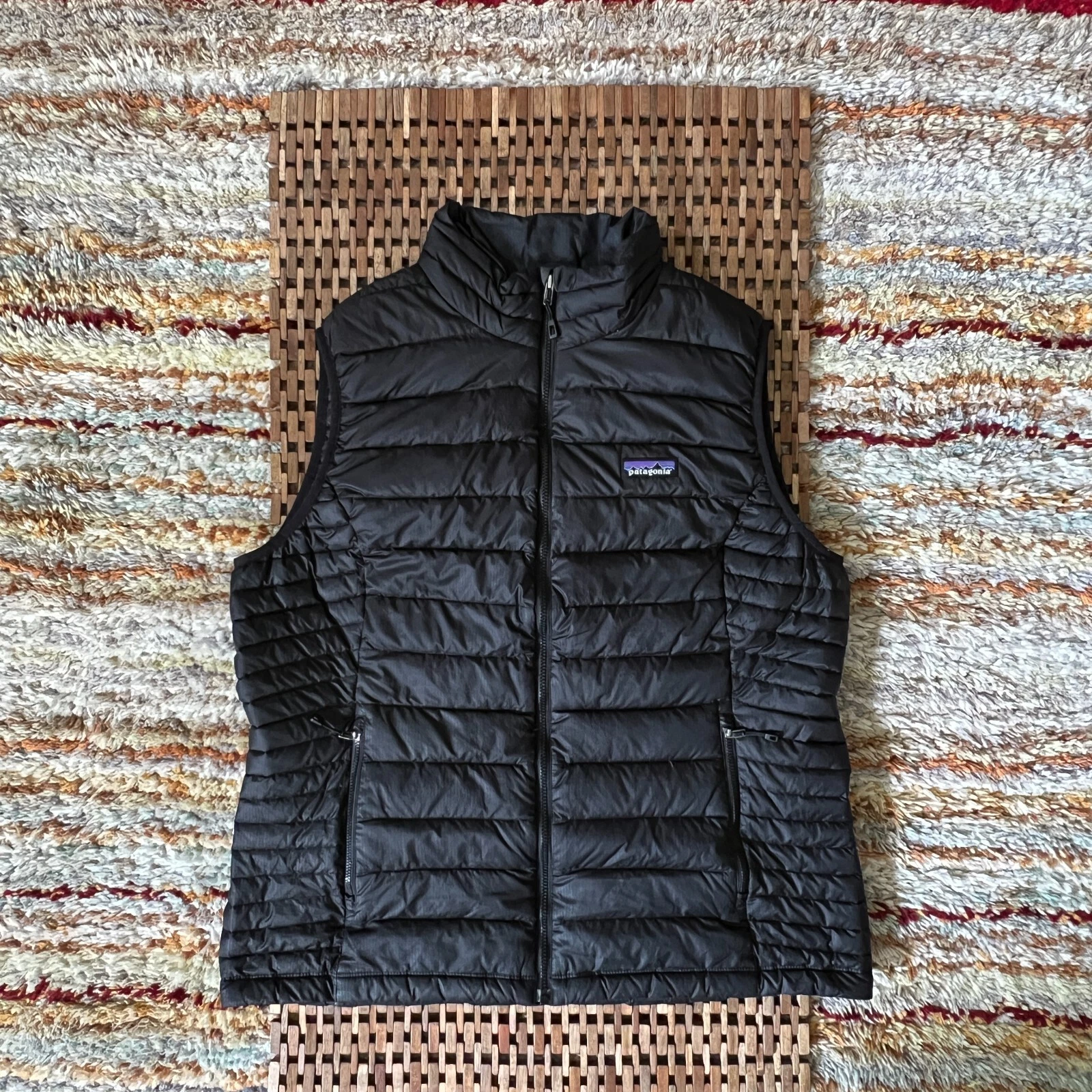 Patagonia Down Sweater Vest Goose Down Black Full Zip Women's Size XL