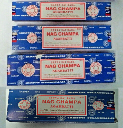 Bâtons d'encens Satya Nag Champa boîte bleue au choix 15 40 100 250 gms - stock frais !! - Photo 1 sur 9