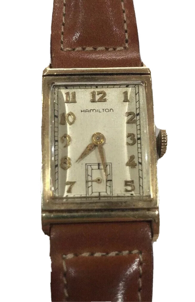 HAMILTON Gilbert 14K GOLD MENS VINTAGE DECO WRIST WATCH | eBay