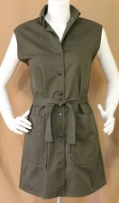 Vintage Bill Haire/Fashion World Olive Drab Military Inspired Sleeveless Dress S