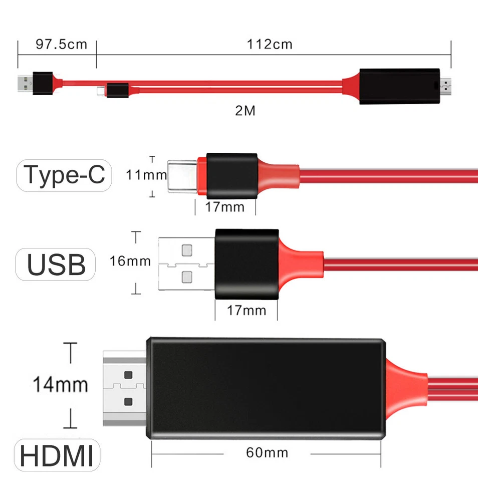 HDMI-кабель шнур телефон на ТВ HDTV-адаптер для Android Samsung тип C - Изображение 3 из 4