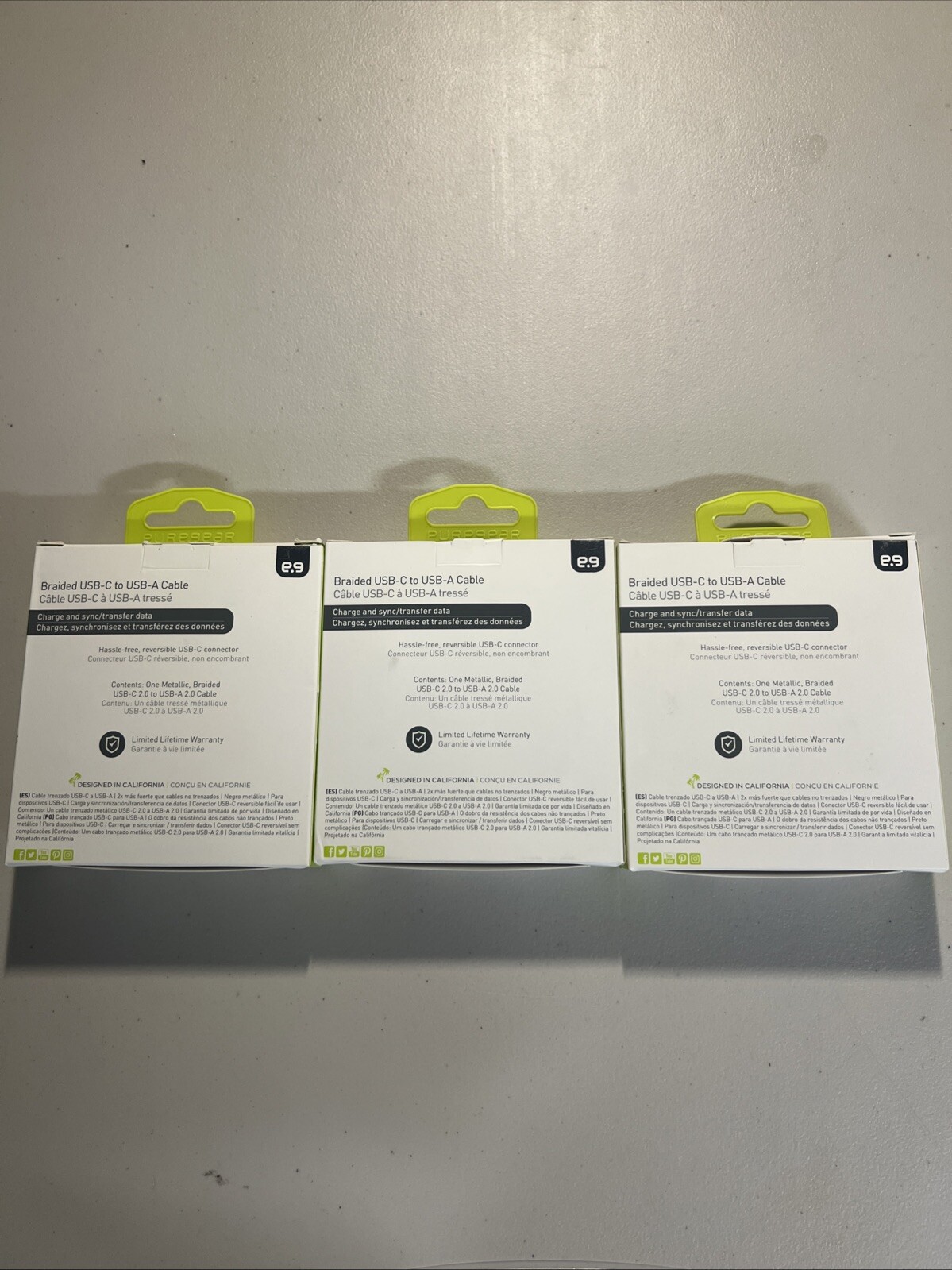 Pack Of 3 Puregear Brand New 2x Stronger 10 Ft 3m Metallic Black 