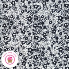 Moda FARM CHARM 48295 22 White Black Floral GINGIBER Quilt Fabric