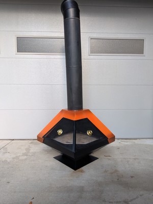 Mid Century Modern Orange Malm Diamond Fire Freestanding Cone