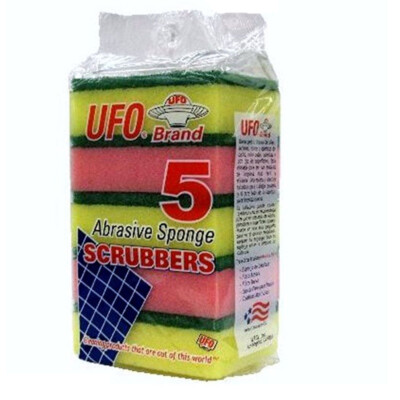 5 PCS UFO ABRASIVE SPONGE SCRUBBERS SCRUB SCOURER Wash Clean Dish 2 Sides BN-513