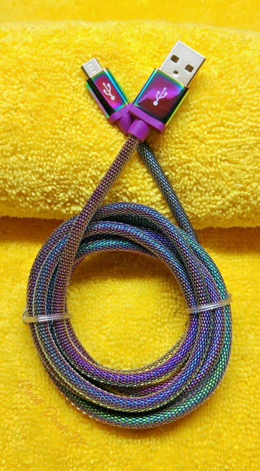 2 x зарядки данных синхронизации Micro-USB кабели. Сетка из радужной стали Blackweb 5 футов. Новый. - Изображение 2 из 4