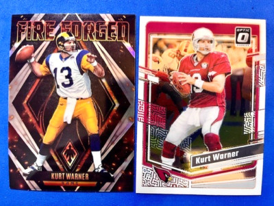 Kurt Warner 2022 Panini Phoenix Fire Forged & 2023 Panini Donruss Optic