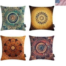 Soft Cotton  Polyester Bohemian Floral Cushion Covers  18" Set of 4