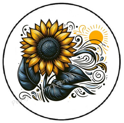 SUNFLOWER DRAWING ENVELOPE SEALS LABELS STICKERS PARTY FAVORS