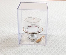 Dollhouse Cake Stand with Cover and Cake Server Reutter Porcelain 1:12 Scale