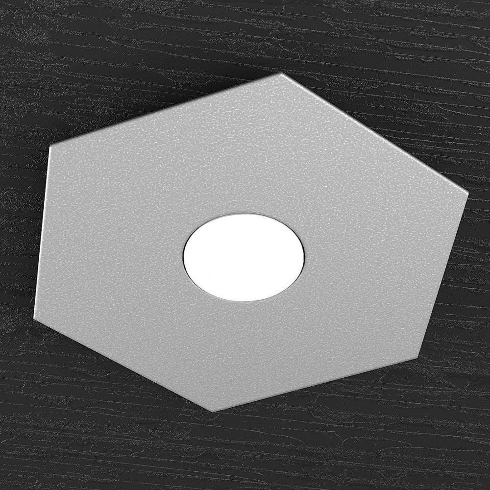 Plafoniera Moderna Hexagon Metallo Grigio 1 Luce Led 12W