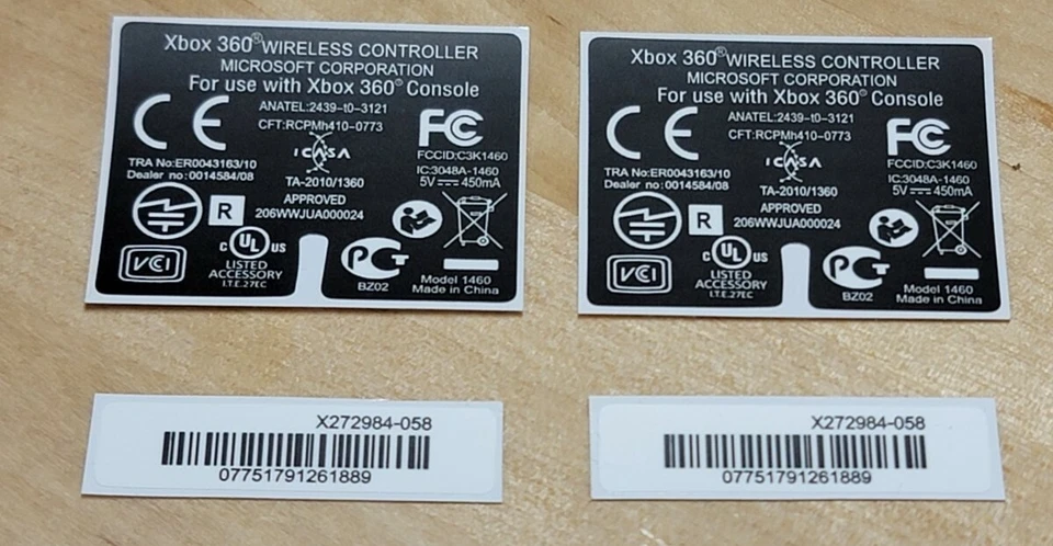 2 (TWO) Sets Microsoft Xbox 360 Wireless Controllers Replacement Label Sticker - Image 2 of 4