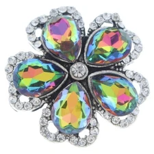 Snap Jewelry Rainbow Flower CZ Rhinestone Halo 18-20mm Fits Ginger Charms Acc.