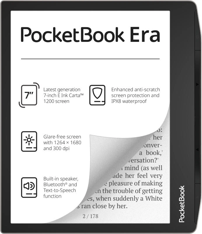 7640152096716 PocketBook 700 Era Silver e-book reader Touchscreen 16 GB Black, S - Image 3 of 4