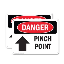 (2 Pack) Pinch Point OSHA Danger Sign Decal Metal Plastic