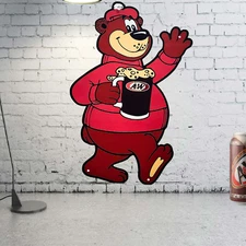 Rooty the Great Root Bear A&W Metal Sign 16" - Retro Mascot Bar Pub Wall Decor