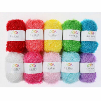 Mama Knit Rainbow Crochet Scrubby Yarn 10 SET(A) Skeins Assorted Colors