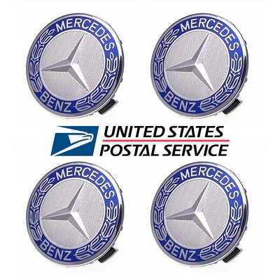 4x Blue Mercedes Benz Alloy Wheel Centre Caps 75mm Badges Hub Emblem - – tiktokretail