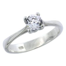 Sterling Silver Solitaire Engagement Ring w/ 5mm 0.5ct Brilliant Cut CZ Stone