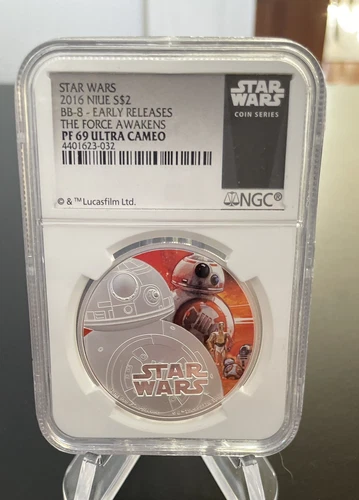 THE FORCE AWAKENS STAR WARS BB-8 2016 NIUE 1oz SILVER COIN $2 NGC PF 69 UC
