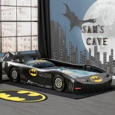 Kids TWIN SIZE Batman BATMOBILE Race Car Bed Plastic For Toddler Child Bedroom