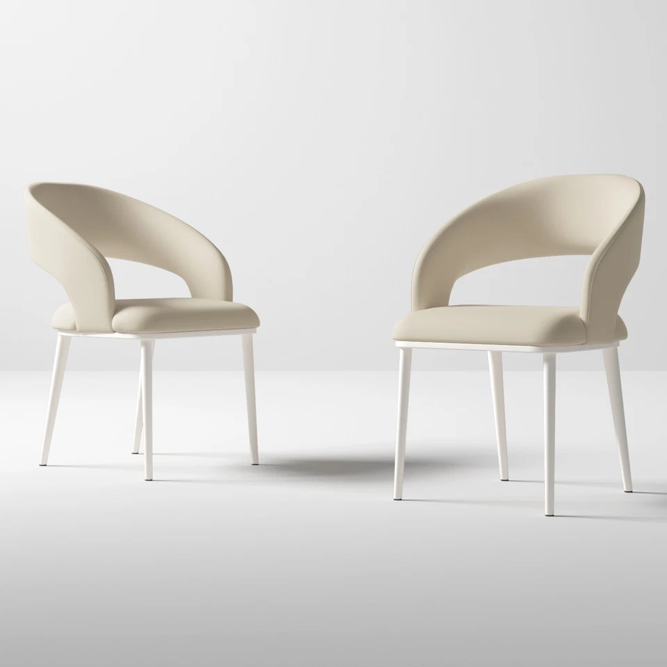 Комплект из 2 обеденных стульев белые обеденные стулья с удобной подушкой для кухни - Изображение 3 из 4