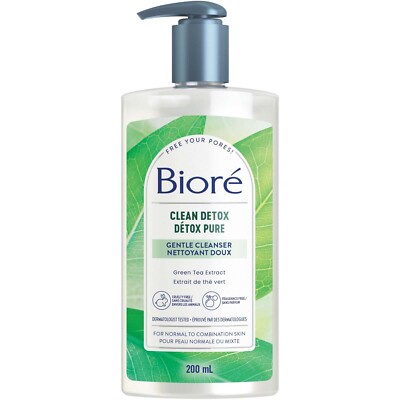 Biore Clean Detox Cleanser Normal Combination Skin Green Tea Extract 200ml NEW