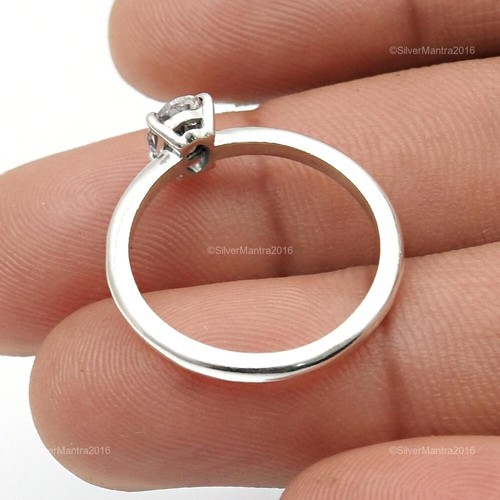 Natural Cubic Zirconia Band Bezel Wife Wedding Ring Jewelry Solid Silver Size Q - Picture 5 of 8