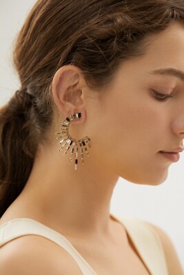 Non Tarnish Gold Plated Rainbow Drop Hoop Earrings-E010-Free Shipping over $35