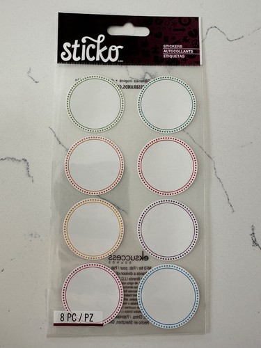 Sticko Autocollant 8 PC Color Circle Labels Green Red Blue Purple Scrapbooking