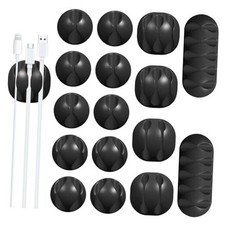 16Pack Black Desk Cable Management,Adjustable Cord Organizer Black-16 Pack