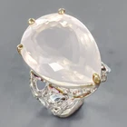 Handmade 32 ct+ Natural Rose Quartz Ring 925 Sterling Silver Size 8 /R440554