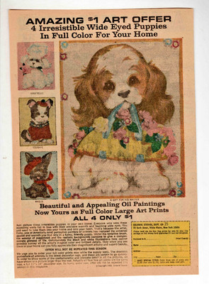 1968 Puppy Puppies Oil Paintings Offer Comic Book Promotional Advertisement Ad