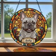 Personalized Dog Portrait Glass Suncatcher, Custom Pet Memorial Gift
