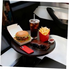 Car Tray  Laptop Desk with 360  Rotation - Birch Wood Cup Holder Walnut Color