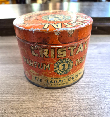 Vintage Cristal Tabac Naturel Canadian Smoking Tobacco Tin-Trois Rivers, Quebec