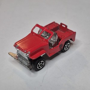 Vintage Maxwell Fire Jeep Diecast Toy Red Model 2.5" Playworn