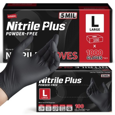 Protect Your Hands Safely - 1000 Black Nitrile Exam Gloves Large