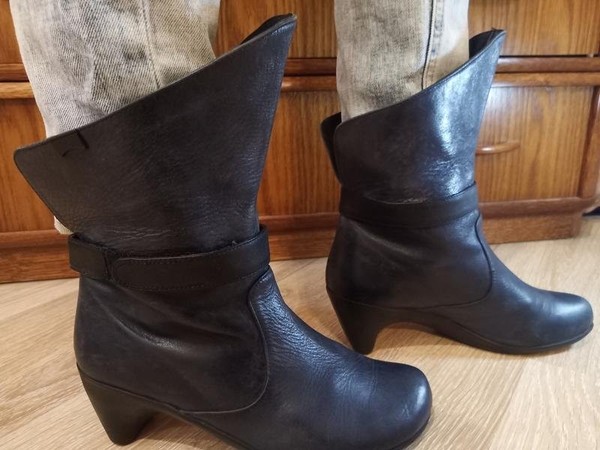 Women Camper Boots Black Leather 38.5 #XRP
