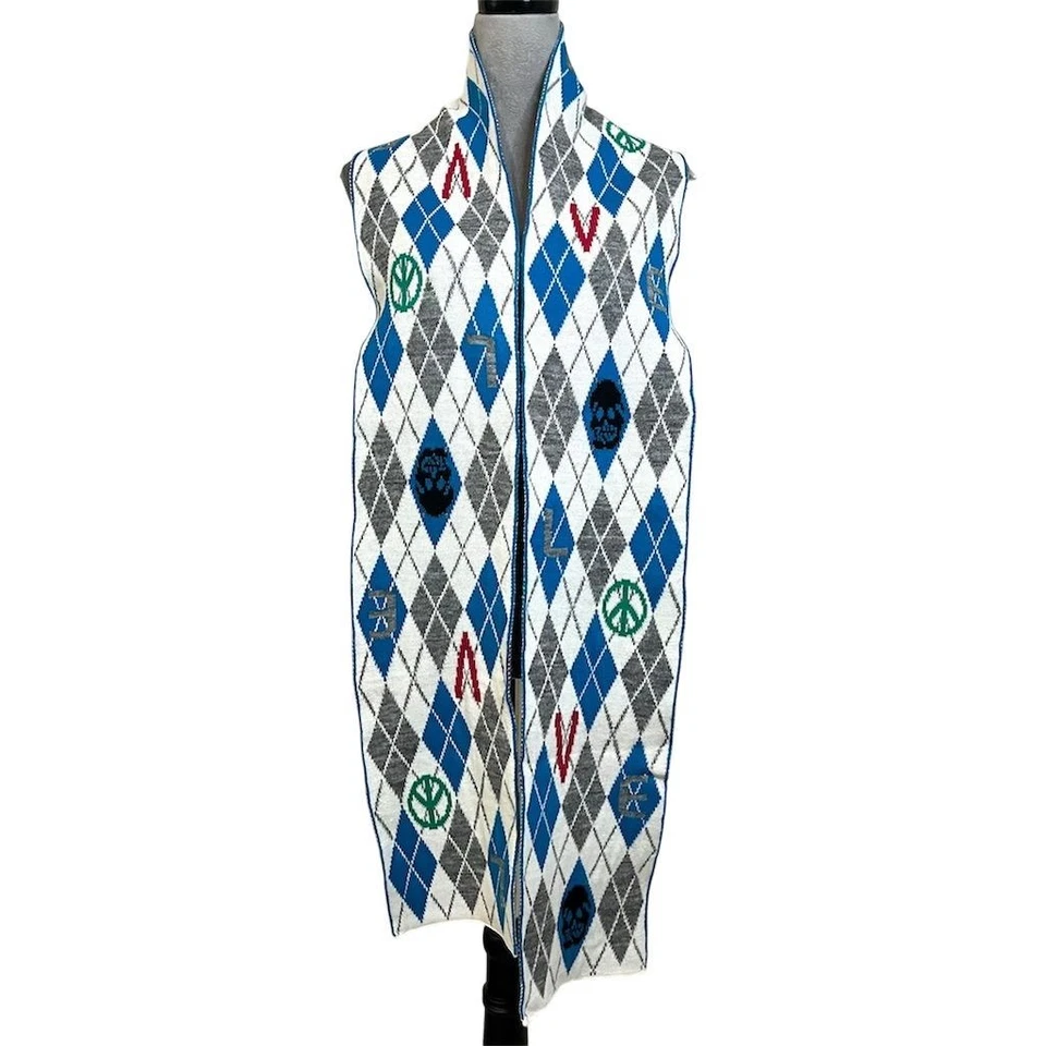 Bufanda Argyle Unisex Marca Lucky Paz Amor Calavera OS Patinador Motociclista Otoño  Foto 3 de 4