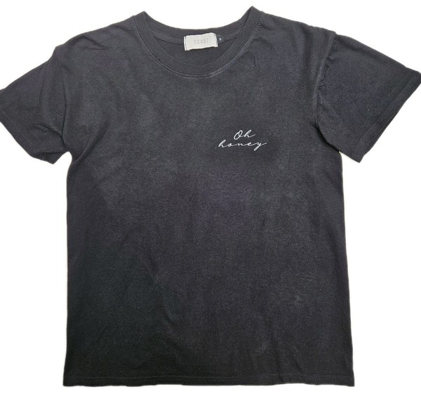 Coast Slogan T-Shirt Womens Size S Black Cotton Graphic Casual Fashion Tee Top