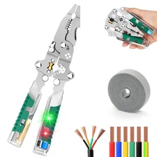 18 in 1 Wire Stripping Pliers with Voltage Tester, Folding Stylus Screwdriver...