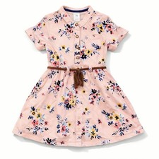 Carter’s 24M Toddler Girl Peach Pink Floral Button Front Rope Belted Dress